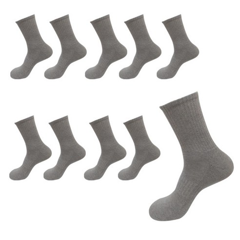 디유런 남성용 스포츠파일 장목양말 10켤레 S11, GREY