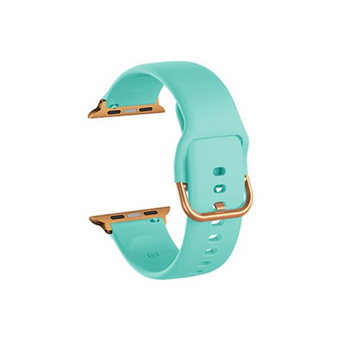 비쉐르 애플워치 1 골드 버클 라운드 V2 실리콘 밴드 스트랩 38mm, 에메랄드, 1개