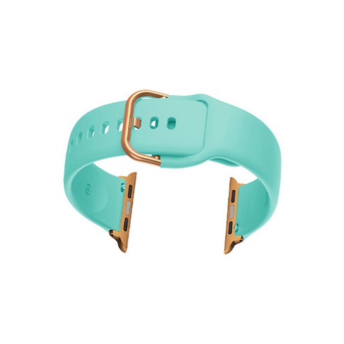 비쉐르 애플워치 5 골드 버클 라운드 V2 실리콘 밴드 스트랩 44mm, 에메랄드, 1개