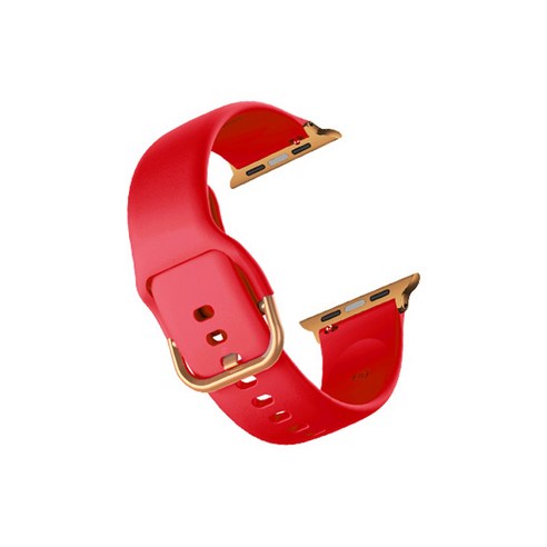 비쉐르 애플워치 3 골드 버클 라운드 V2 실리콘 밴드 스트랩 42mm, 레드, 1개