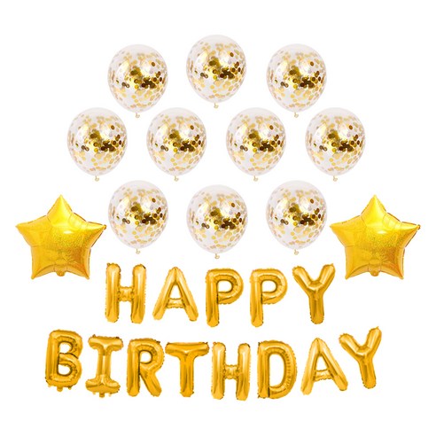 홀로그램 별 트윙클 생일풍선세트, 골드, 1세트