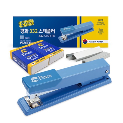 피스코리아 스테플러 332 + 리필 33호침 2p 세트, 블루, 1세트