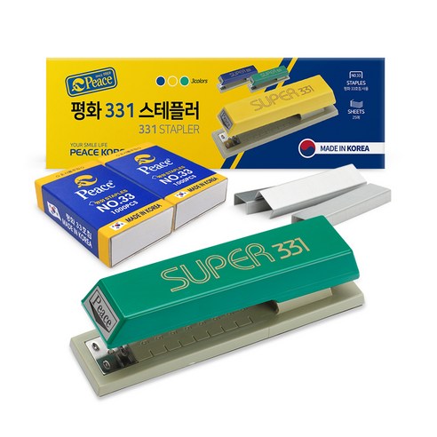 피스코리아 스테플러 331 + 리필 33호침 2p 세트, 그린, 1세트