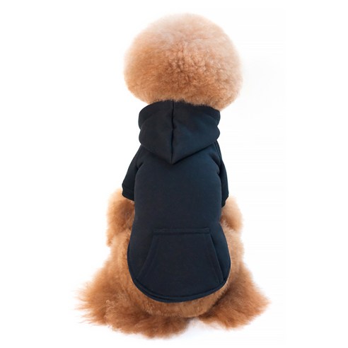 알럽펫 강아지 단색 포켓 스웨터 후드티, 블랙