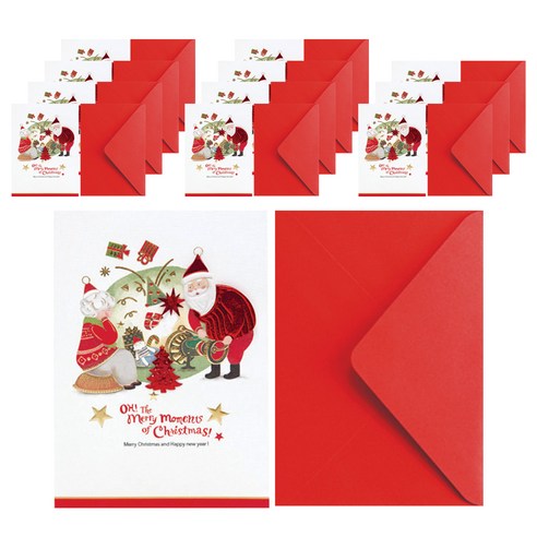 프롬앤투 크리스마스 카드 12p + 봉투 12p S1029q2, 혼합색상, 1세트