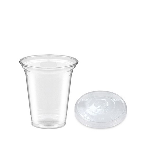 친환경 테이크아웃 아이스컵 92mm 410ml + 평뚜껑 세트, 1개입, 100개