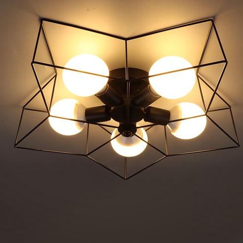 LED 별5등 방등 60W 전구색, 블랙