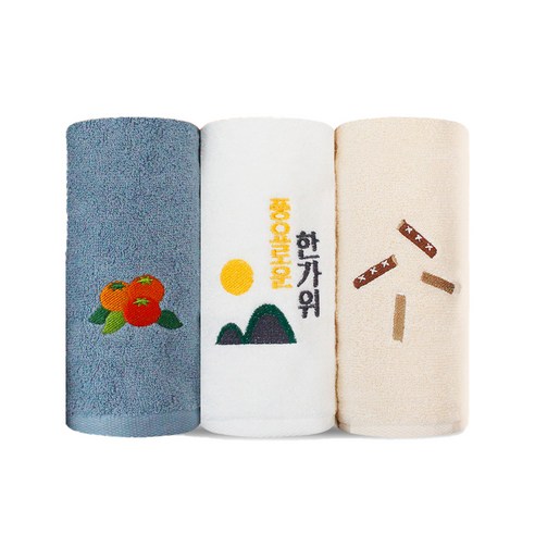 송월타월 풍요로운 수건 130g 30수 면사 3종세트 + 케이스 + 쇼핑백, 스카이블루(감), 아이보리(자수), 베이지(윷놀이), 1세트