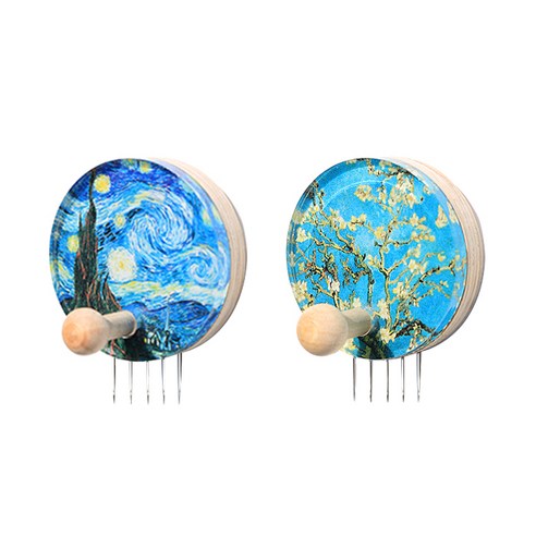 꼭꼬핀 아트 꼭꼬핀 부착형 2종 세트, 고흐 별이 빛나는 밤에, 아몬드나무, 1세트