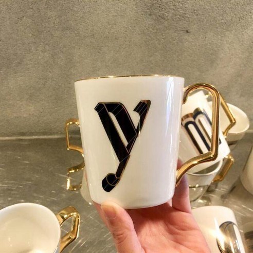골드 알파벳 머그컵 350ml, Y, 1개