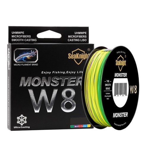 씨나이트 몬스터 8X PE 합사 낚싯줄 8W, Green + Purple + Orange + Blue + Yellow