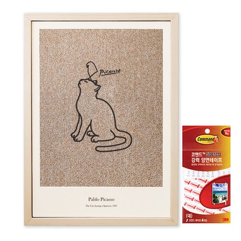 키트니 고양이 명화 스크래쳐 + 사용설명서 + 3M 코맨드 테이프 세트, Picasso 고양이 참새, 1세트