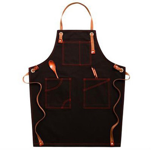 더플로우 요리사 페브릭 멀티 포켓 앞치마 47cm, 블랙, 1개