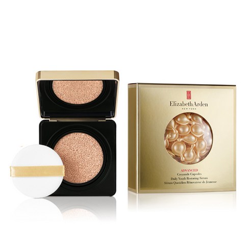 엘리자베스아덴 플로리스 피니쉬 쿠션 파운데이션 30ml + 세라마이드 캡슐즈 골드 세럼 45p 세트, 140C 핑크페어, 1세트