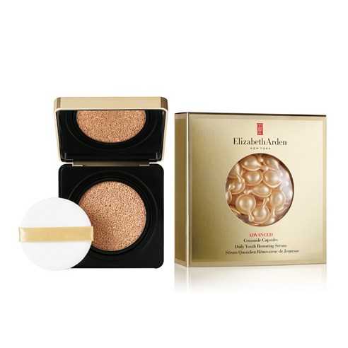 엘리자베스아덴 플로리스 피니쉬 쿠션 파운데이션 30ml + 세라마이드 캡슐즈 골드 세럼 45p 세트, 155W 네추럴베이지, 1세트