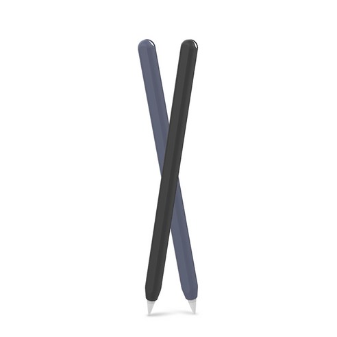 아이노비아 AHASTYLE PZOZ 애플펜슬 2세대 슬림 실리콘 케이스, 블랙 + 미드나이트 블루, 2개