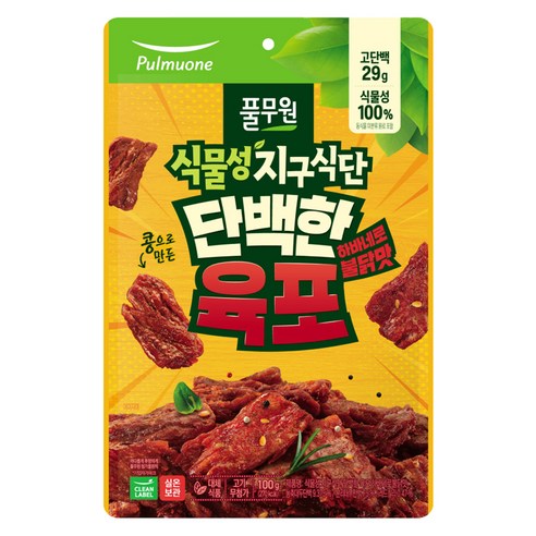 풀무원 식물성 지구식단 단백한 육포 하바네로불닭맛, 100g, 1개