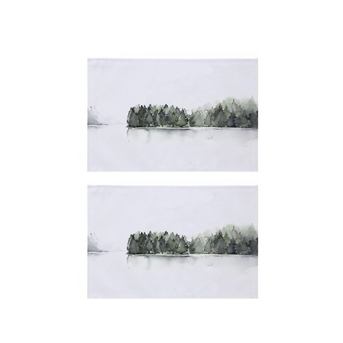 빈테리어 나뭇잎 일러스트 린넨 테이블매트 2p, 13, 30 x 45 cm