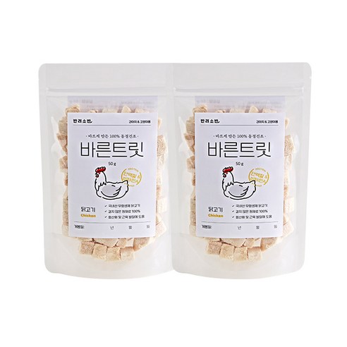반려소반 바른트릿 강아지 간식 50g, 닭고기, 2개