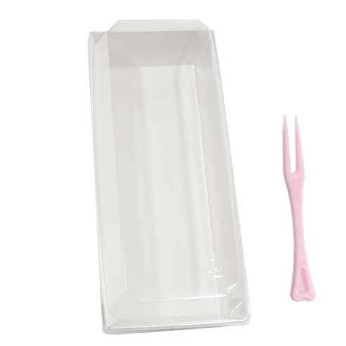 직사각 백색 샌드위치 마카롱 용기 + 미니포크, 100세트
