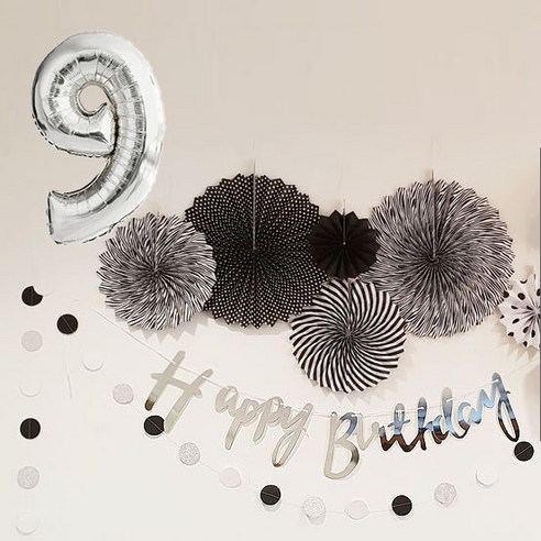생일파티용품 생일파티세트 9, 블랙, 1세트