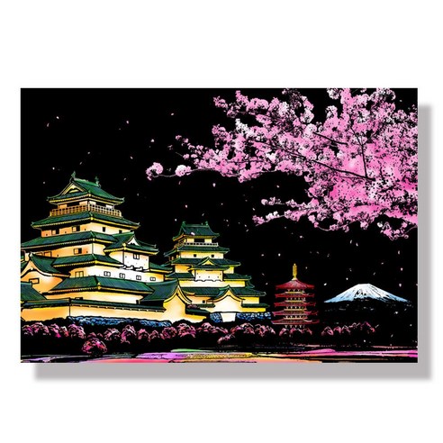 가팡 나이트뷰 스크래치북 브로마이드 세트, 08 일본 벚꽃, 1개