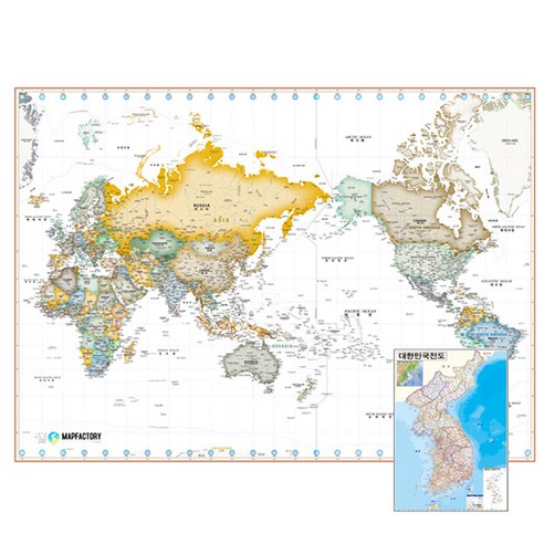 지도공장 코팅 세계지도 화이트 + 전국지도, 1개