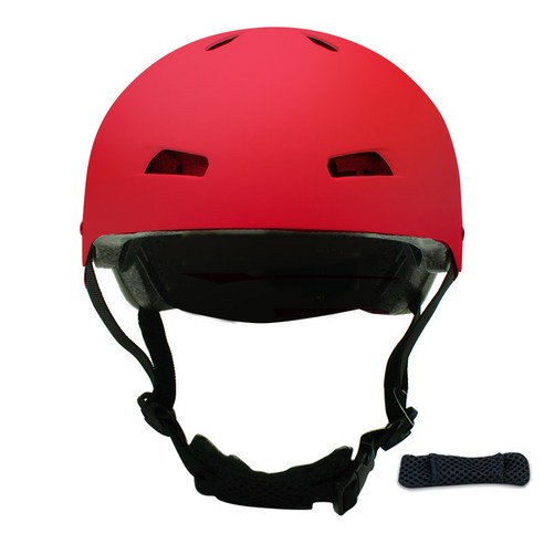 켈리앤스테판 어린이용 세이프라이더 ABS 헬멧 + 땀흡수 턱보호패드, 레드
