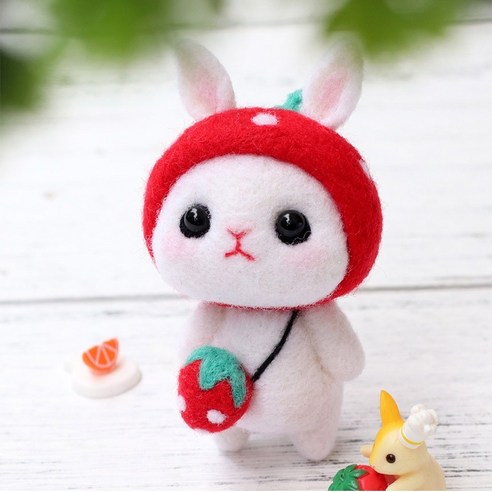 펫돌 양양이 니들펠트 인형 DIY 세트, 딸기토끼, 1세트