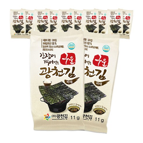 광천김 구운파래 도시락김 5g + 간장소스 6g, 11g, 12개