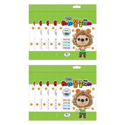 토단교재 유아용 하비볼클레이 10p, 형광연두, 50g