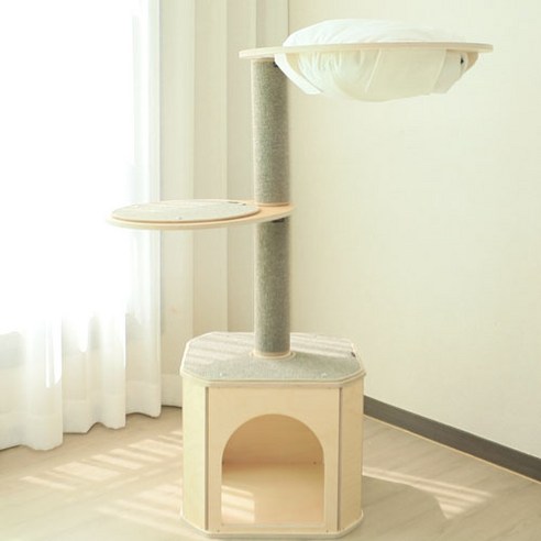 캣츠빌 콘도타워B 캣타워, 브라운(카페트), 아이보리(천해먹), 1개