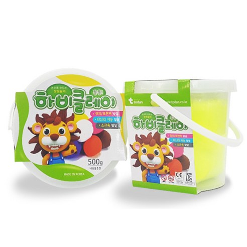 토단교재 하비클레이 유아용클레이 2p, 형광노랑, 500g, 2개