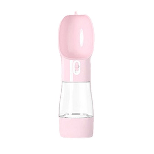 반려동물 간식통 일체형 올인원 산책 물통, 핑크, 1개