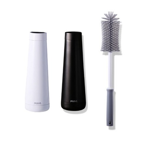 필레우스 텀블러 인솔로 A + 써모 A + 세척솔 세트, GLACIER WHITE(인솔로), PEBBLE BLACK(써모), 480ml