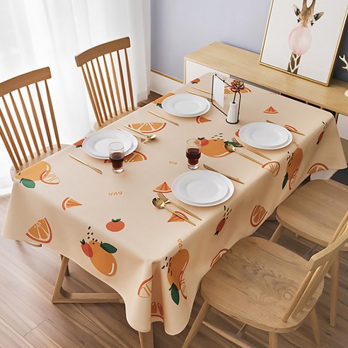 알럽홈 프레쉬 과일 테이블 커버, 오렌지, 140 x 140 cm