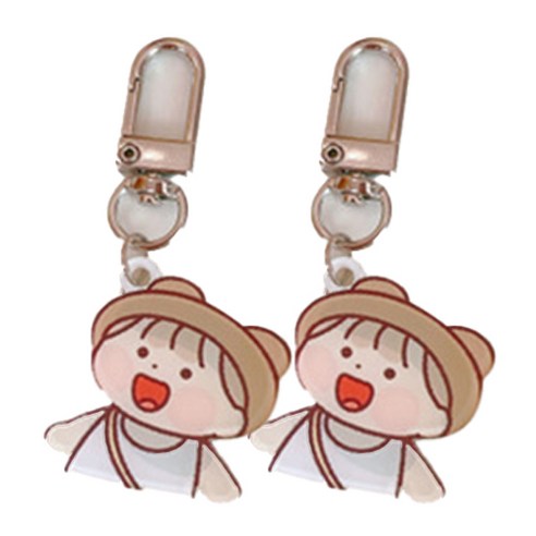 귀염뽀짝 일러스트 아크릴 키링, 12, 2개