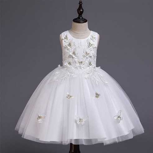 앤젤아이 나비 자수 민소매 백리본 드레스