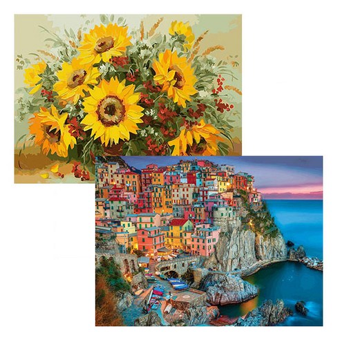원더로우플레이스 3D타입 DIY 보석십자수 키트 40 x 50 cm C, 59 해바라기꽃, 랜덤발송, 2세트