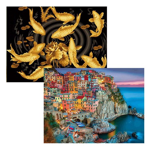 원더로우플레이스 3D타입 DIY 보석십자수 키트 40 x 50 cm C, 60 황금잉어, 랜덤발송, 2세트