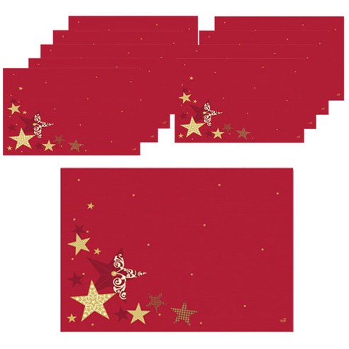 준성 크리스마스 워크오브페임 테이블매트 10p, 레드, 40 x 30 cm