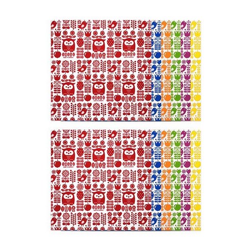 테이블매트 겸용 패턴 독일행주 6종 x 2p 세트, 스칸디나비아, 38 x 38 cm