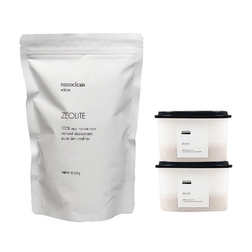 나노클린화이트 제올라이트 탈취제 500g + 용기 2p, 1세트
