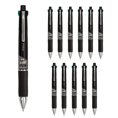 자바펜 제트4+1M 멀티펜 0.7mm, 메탈블랙, 12개