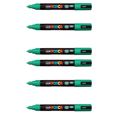 포스카 컬러마커 PC-5M GREEN, 6개, 1색