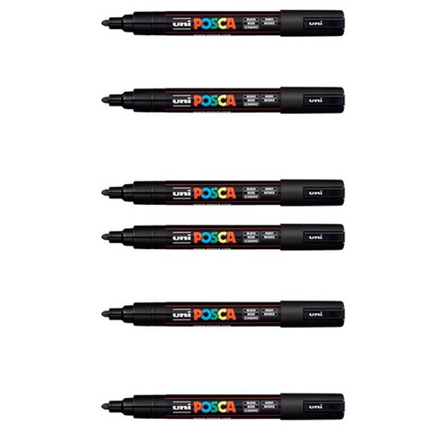 포스카 컬러마커 PC-5M BLACK, 6개, 1색