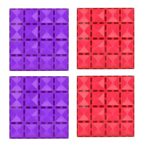 메가맥타일즈 자석타일 베이스 B 세트 2개, 퍼플 + 레드 메가맥타일즈 자석타일 베이스 B 세트 2개, 퍼플 + 레드