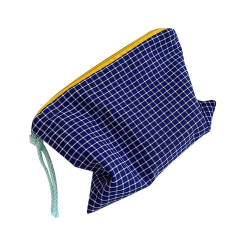 톰앤제이 배색 체크 파우치 블루, 1개