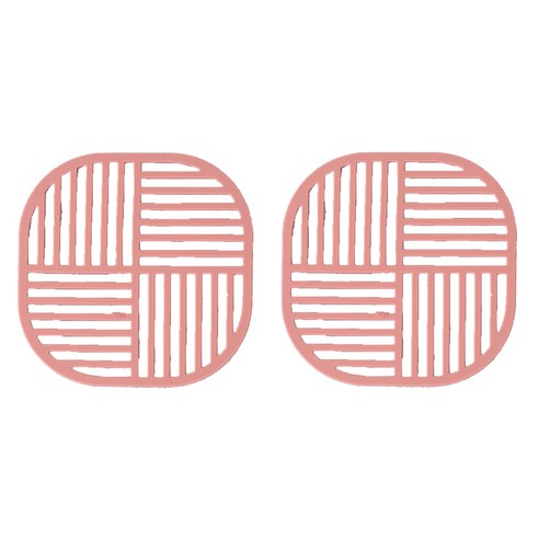 스쿼드 실리콘 냄비받침, 핑크, 2개