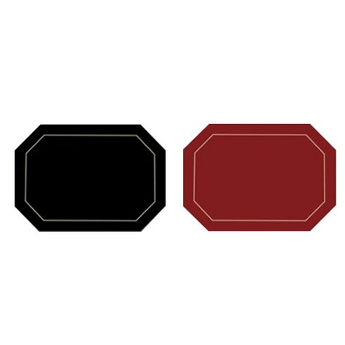 한쿡스 북유럽스타일 가죽 양면 식탁매트 2종 세트, 블랙, 레드, 43 x 30 x 0.18 cm